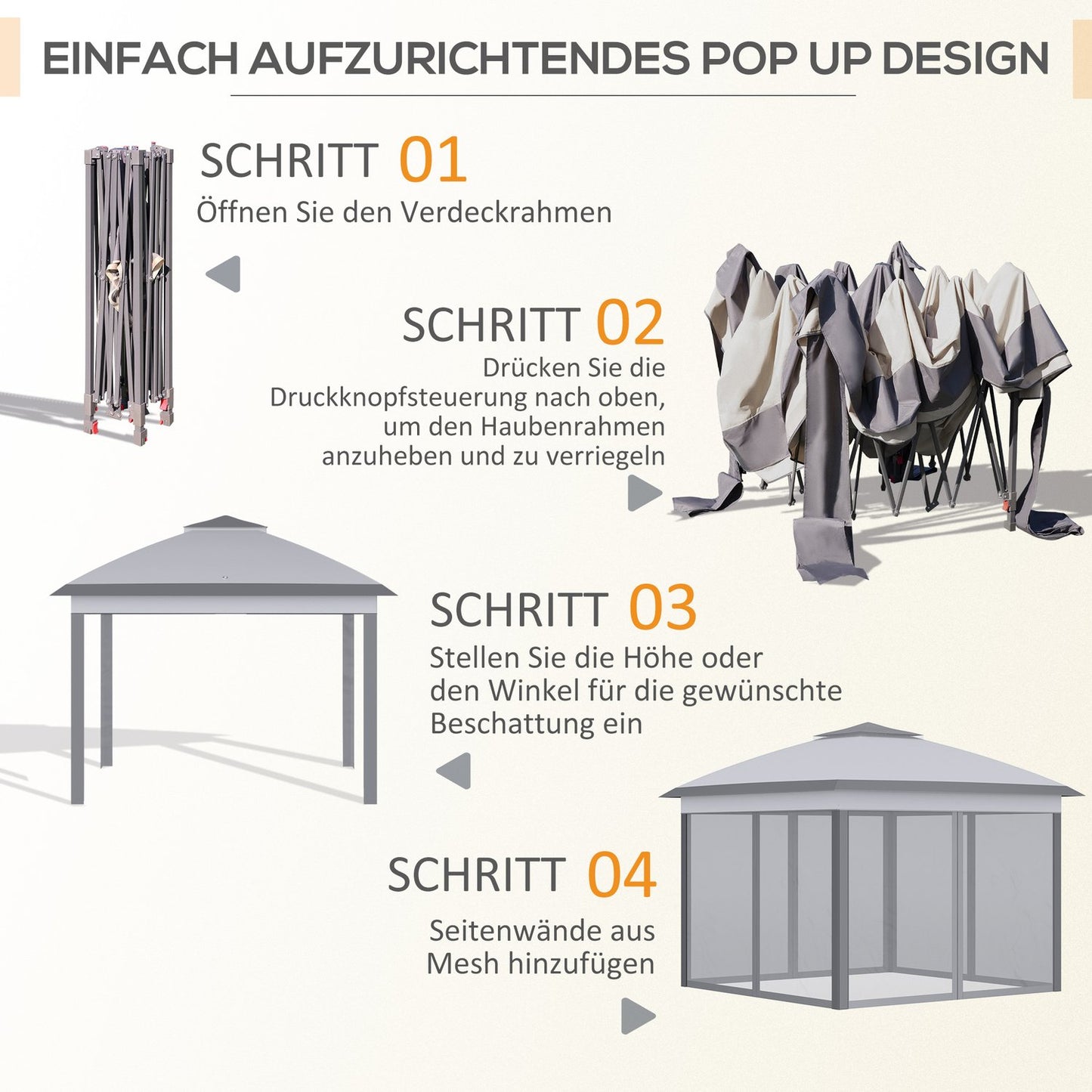 Pop-up 3x3m Garden Gazebo tent, double roof, mosquito net