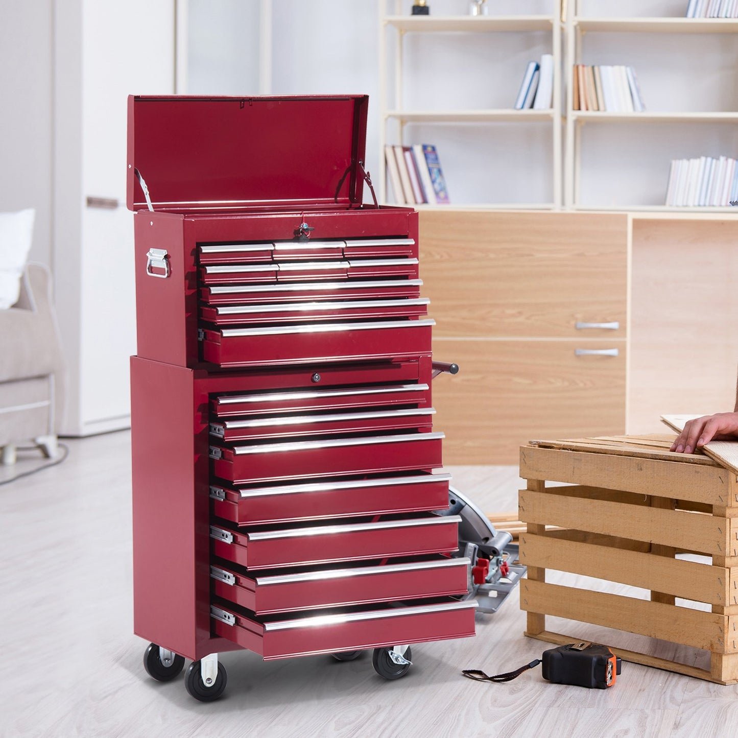 Metal Tool Trolley - Red mobile workshop storage