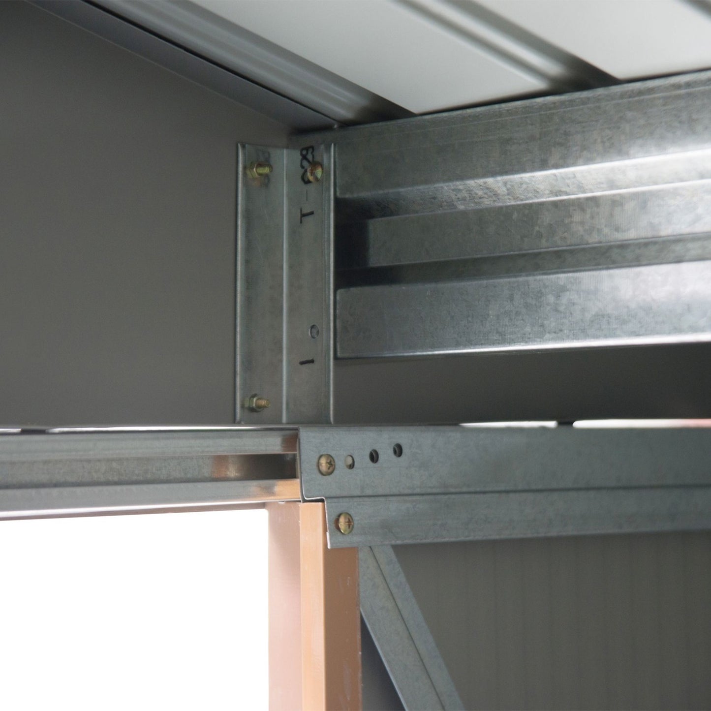 Steel tool shed with sliding doors and floor, 213x130x185 cm