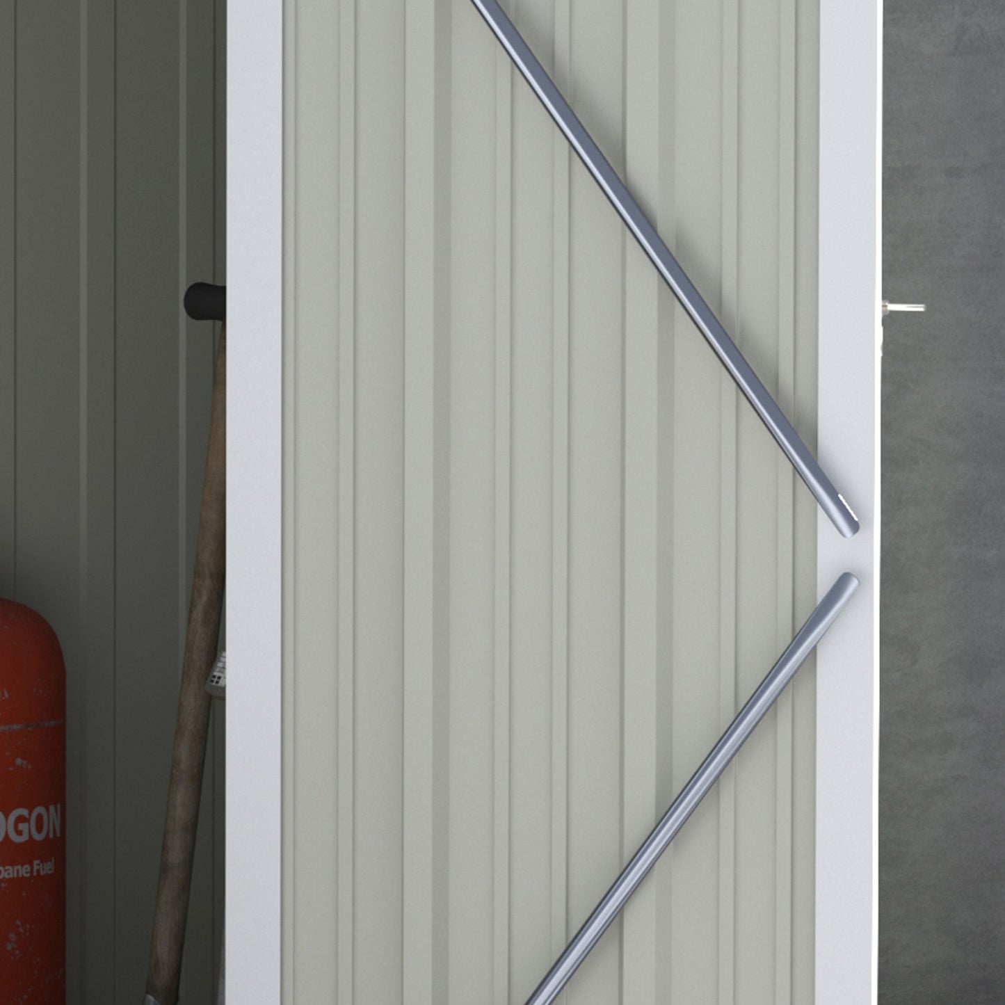 Outdoor tool shed, steel with door, green, 142x84x189 cm