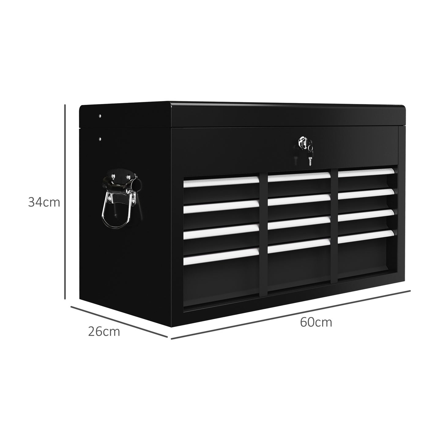 Steel tool box - 6 drawers, Lockable, 60x26x34 cm