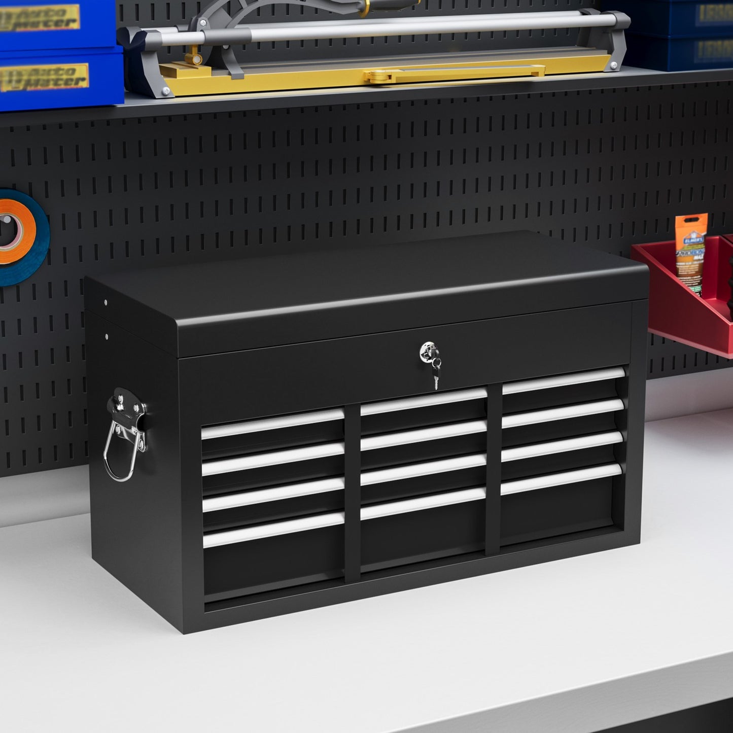 Steel tool box - 6 drawers, Lockable, 60x26x34 cm