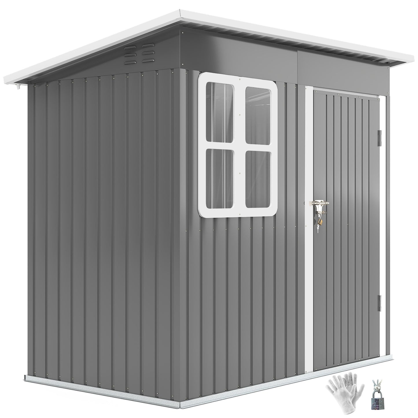 Steel garden tool shed with roof, lockable door, 2.55 m²