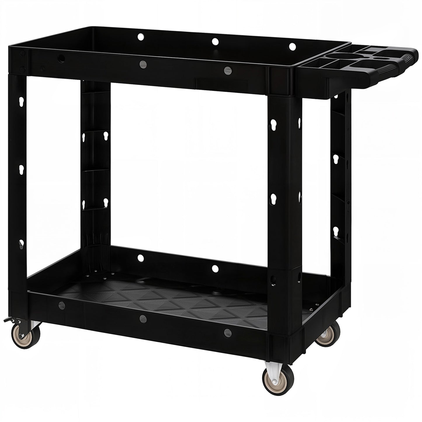 Tool Cart with 2-Tier Shelves, Handle & Wheels