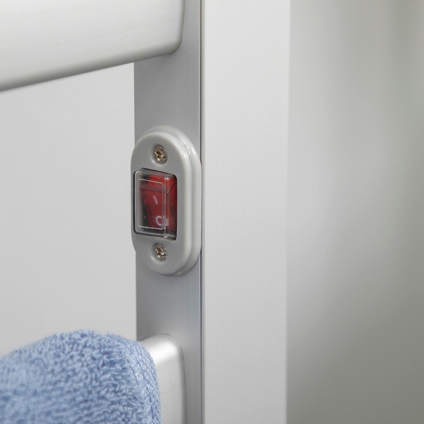 Electric towel rail, 6 rods, white aluminium, bathroom