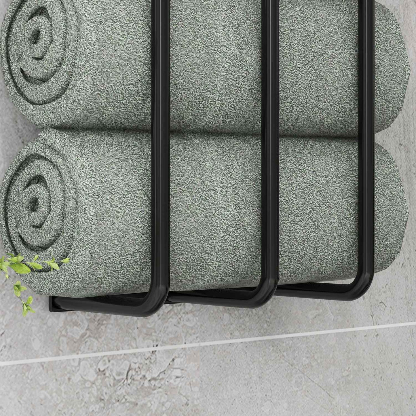 Wall-mounted metal towel rack for 6 large bath towels