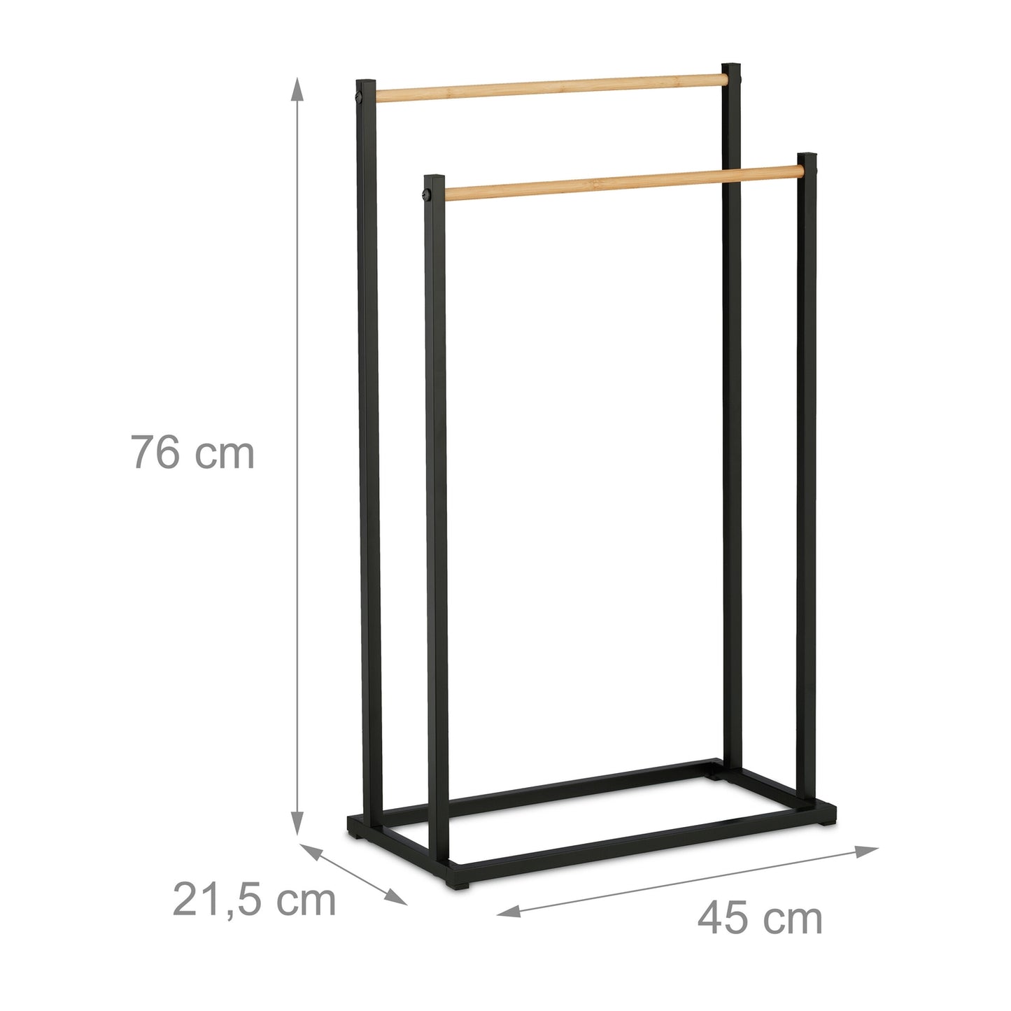 Towel rack with 2 rails