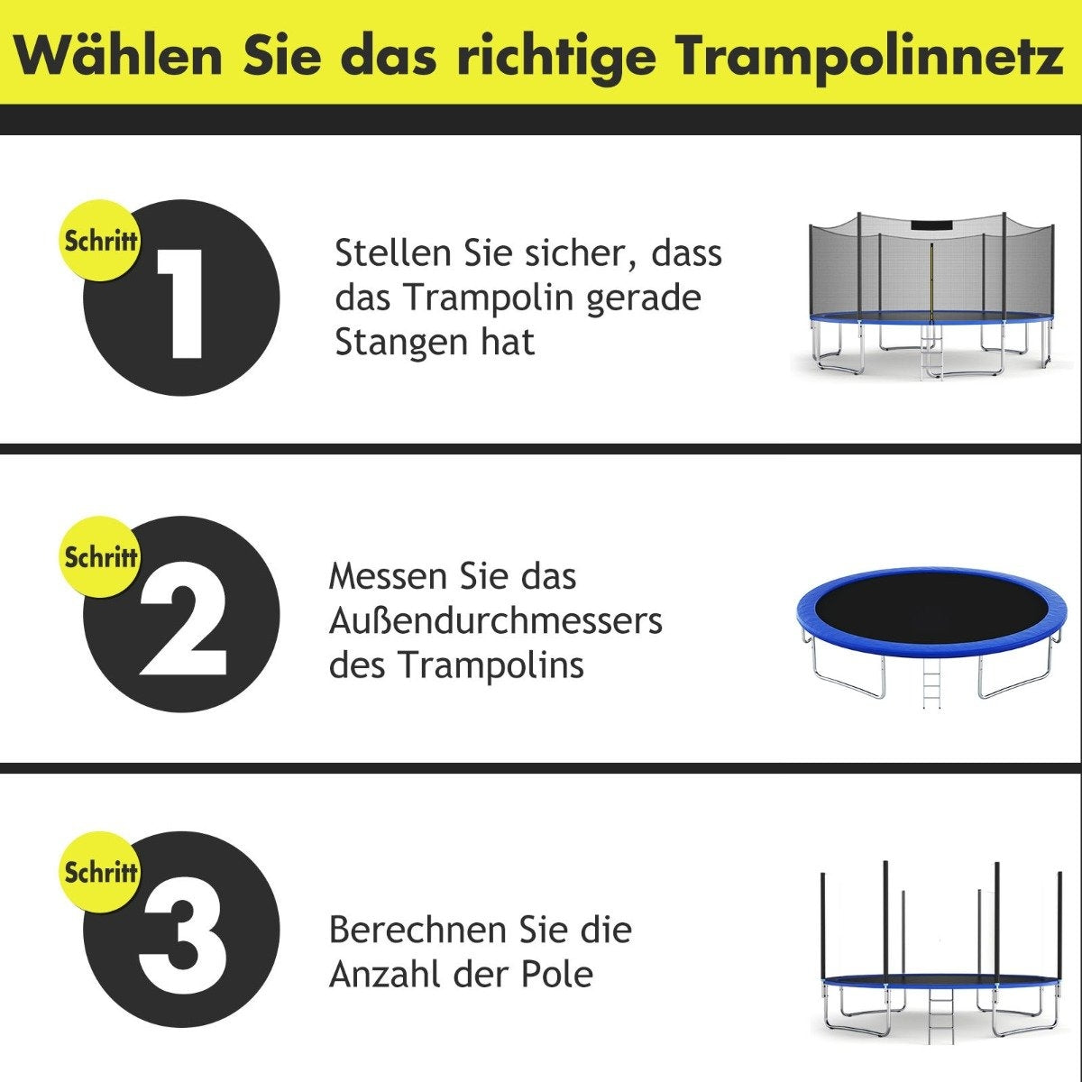 Trampoline safety net for garden trampolines Replacement net on the outside with zipper and buckles Ø 305 cm