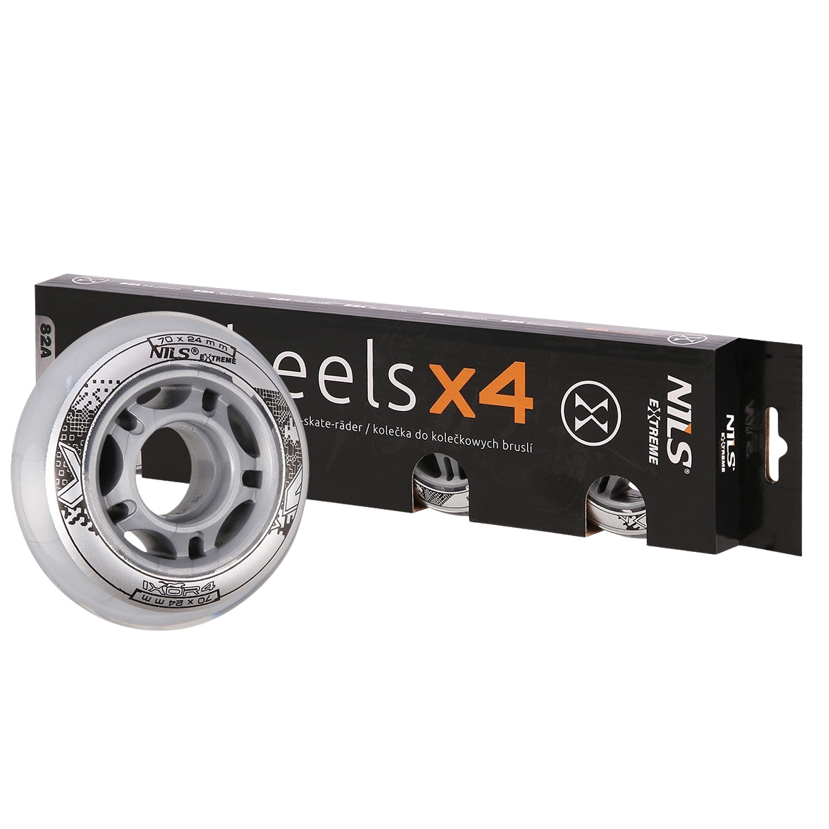Transparent PU Skateboard Wheels, 70x24mm, 82A, Set of 4