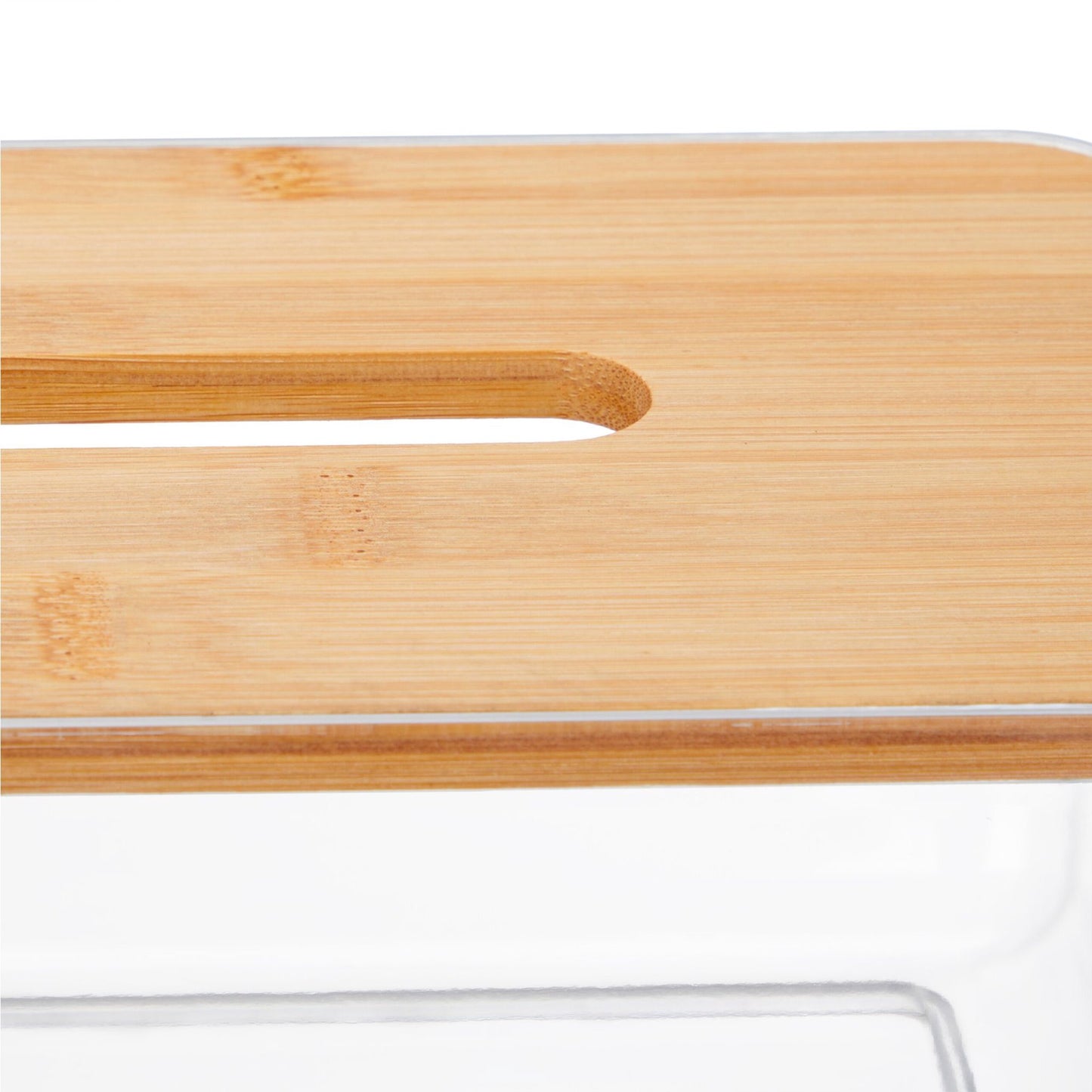 Transparent tissue box with bamboo lid