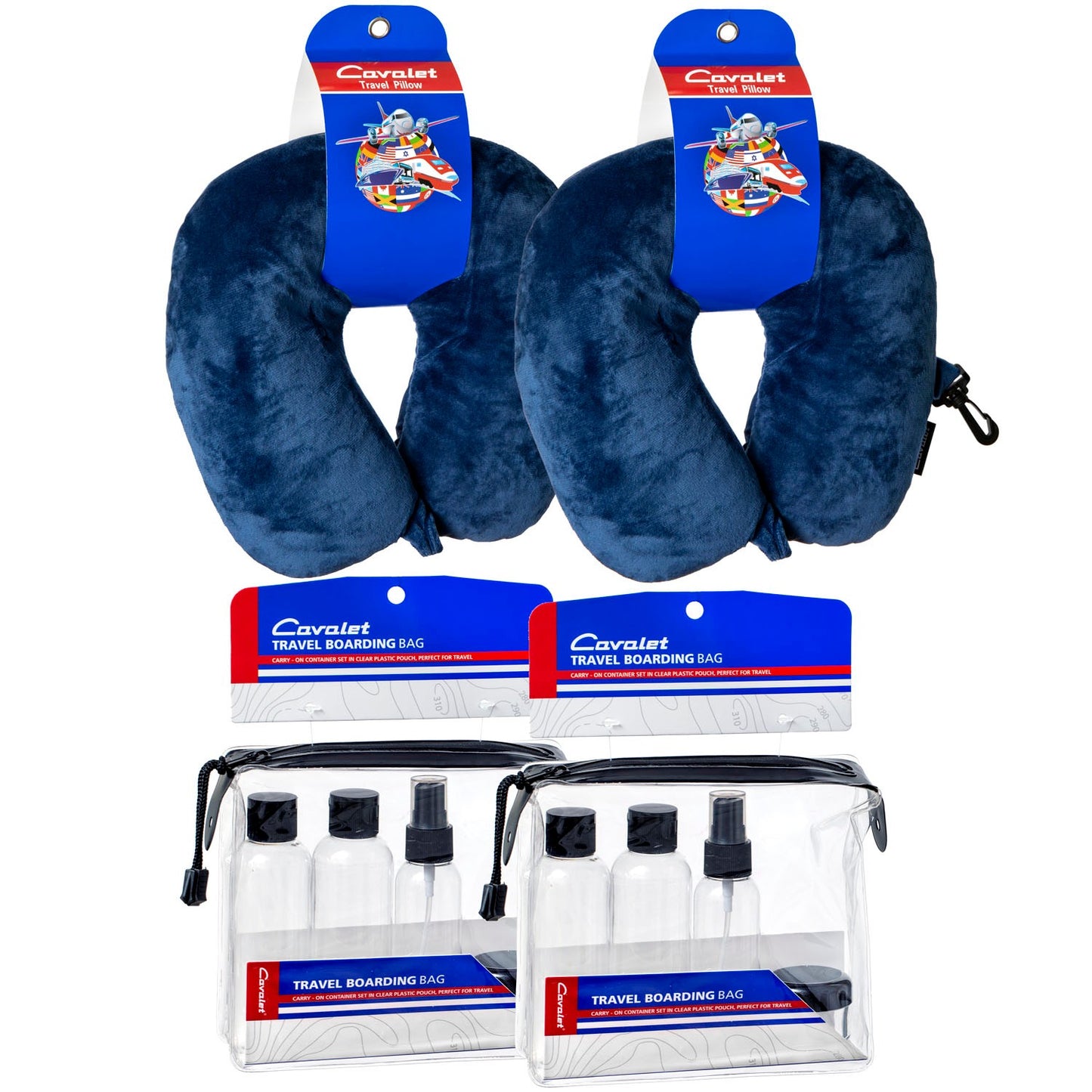 Travel Kit with 2 Neck Pillows and 2 Travel Bottles