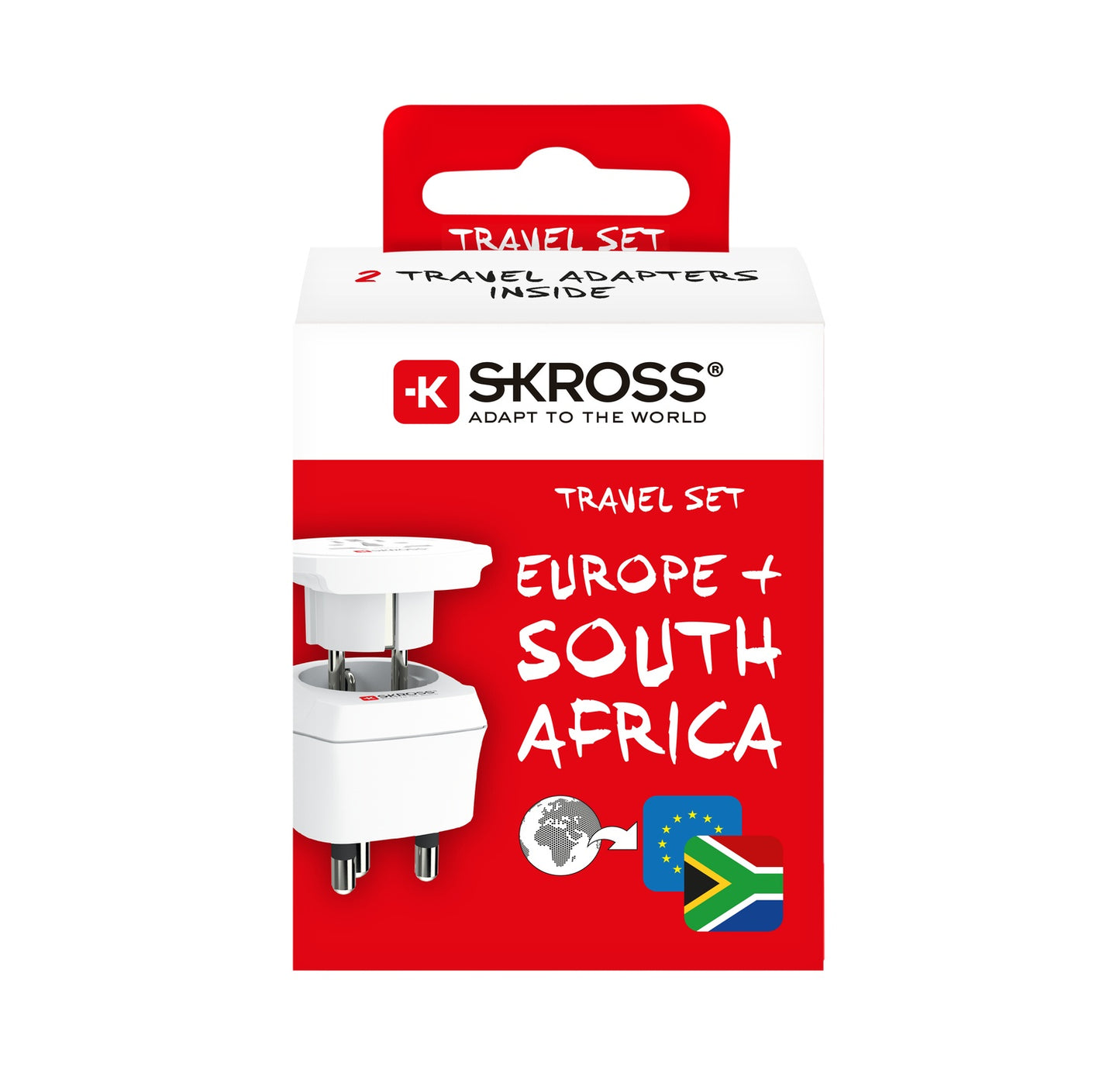 Travel adapter Combo World to South Africa + Europe Grounded