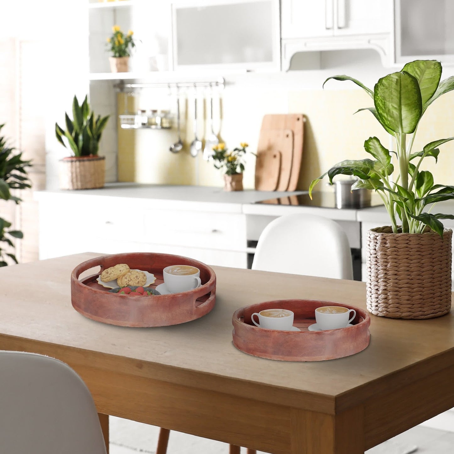Tray in mango wood 2-piece set