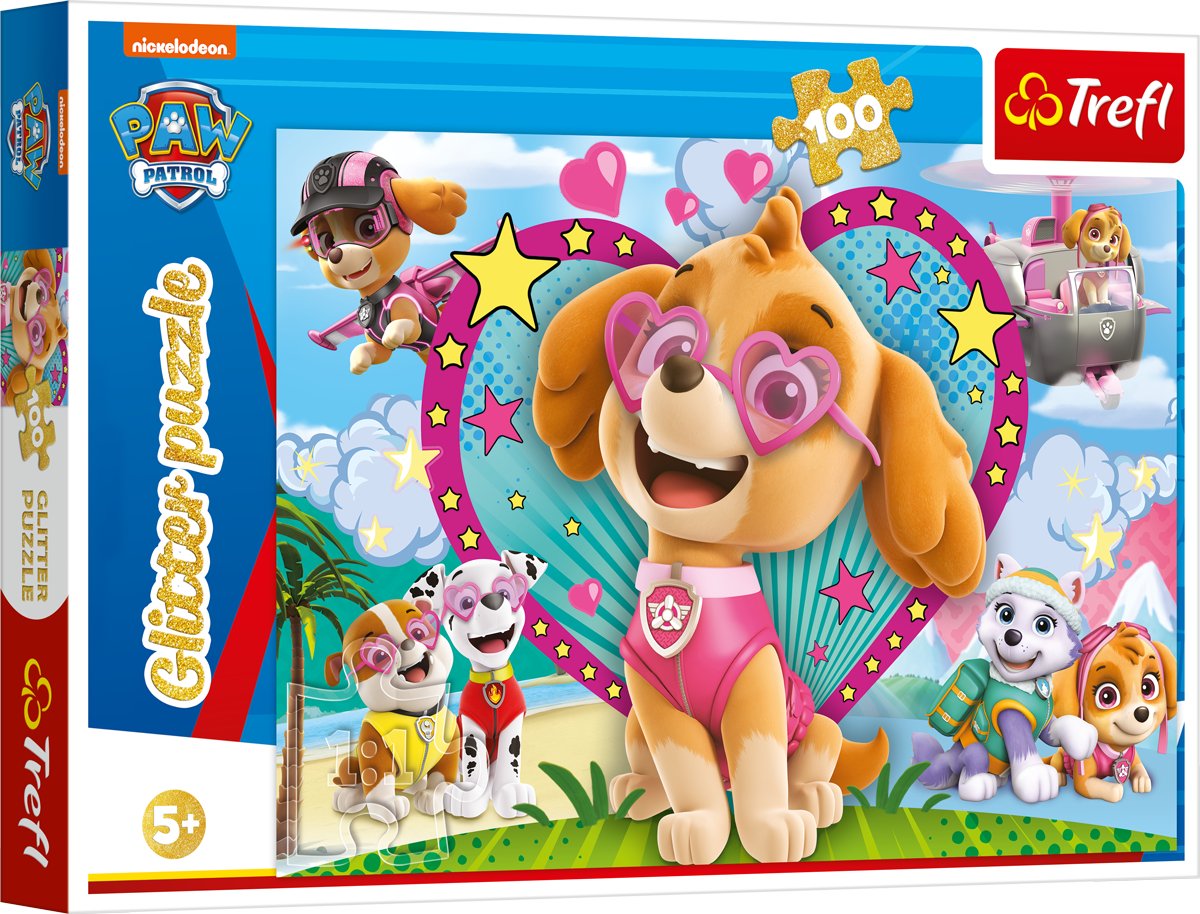 Trefl Paw Patrol Glitter Puzzle Paw Patrol, 100 Pcs