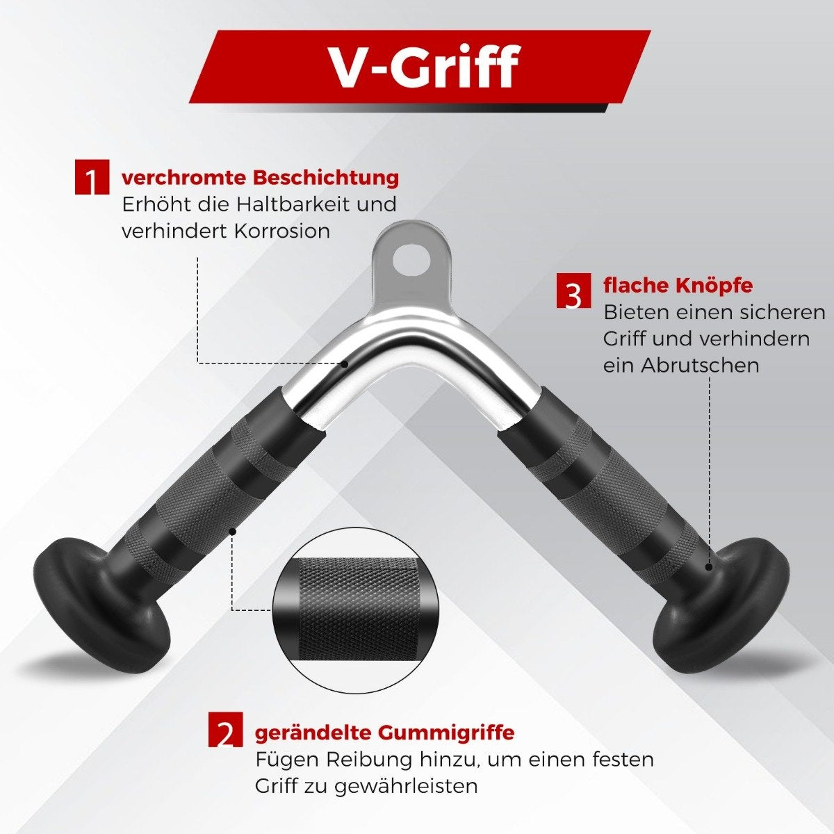 Triceps Cable Attachment Set – V-Grip, Double-D, Straight Bar