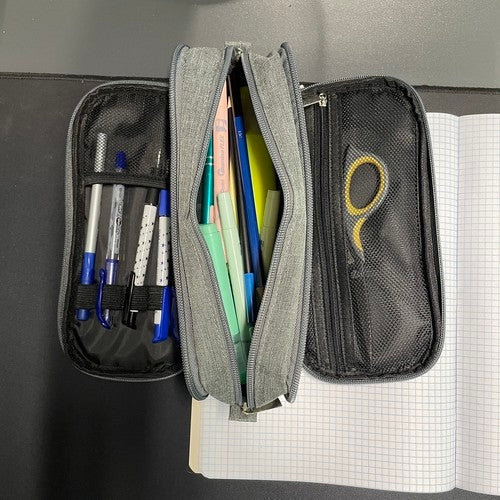 Triple extendable pencil case - gray Maaleo 24512