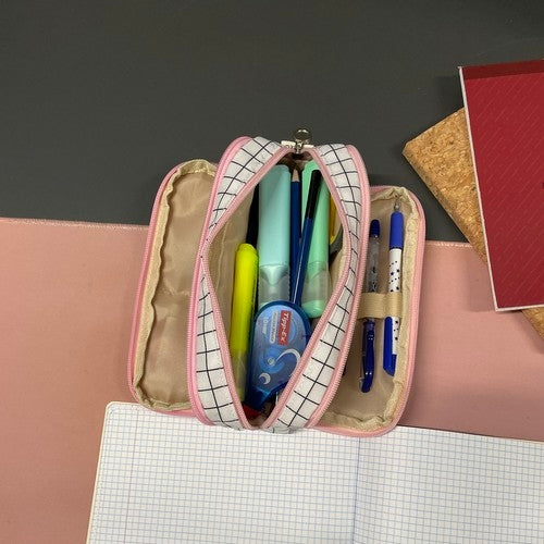 Triple folding pencil case - checkered Maaleo24514