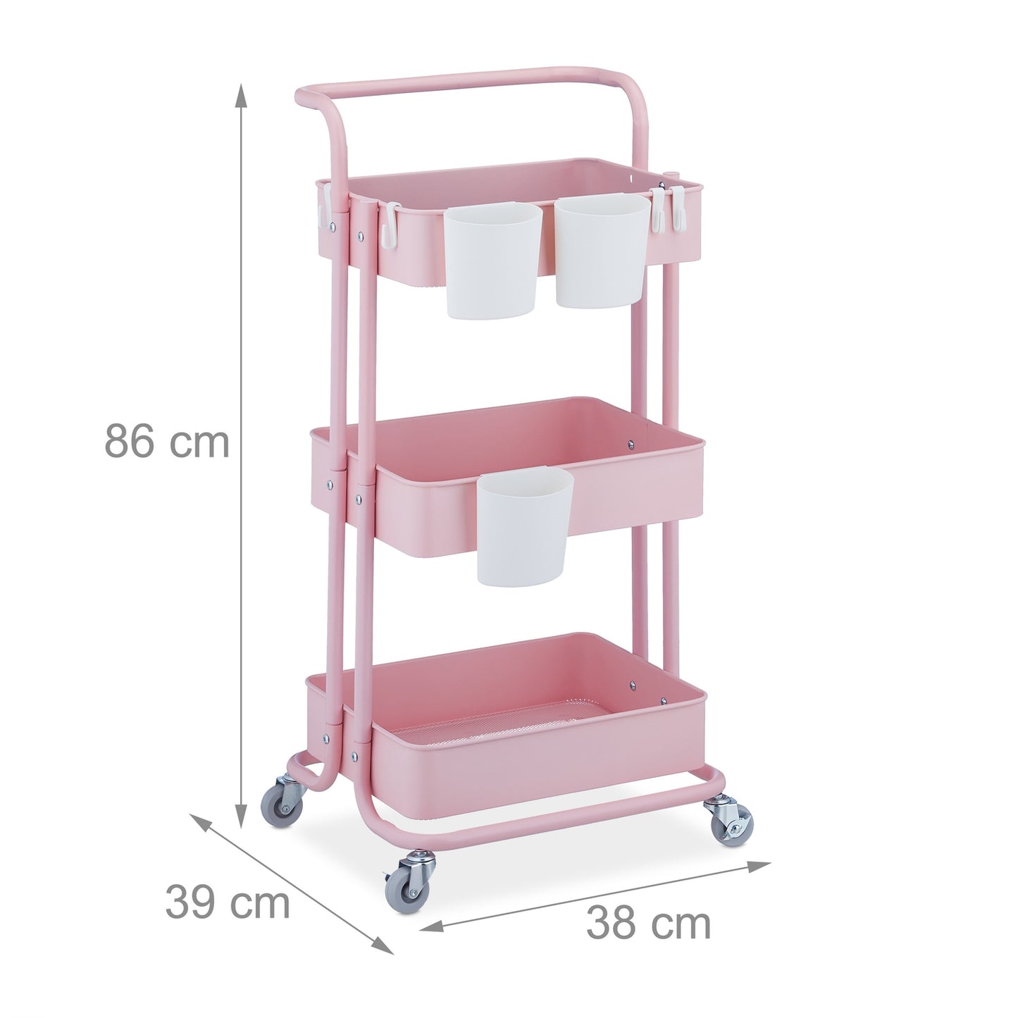 Trolley with 3 shelves