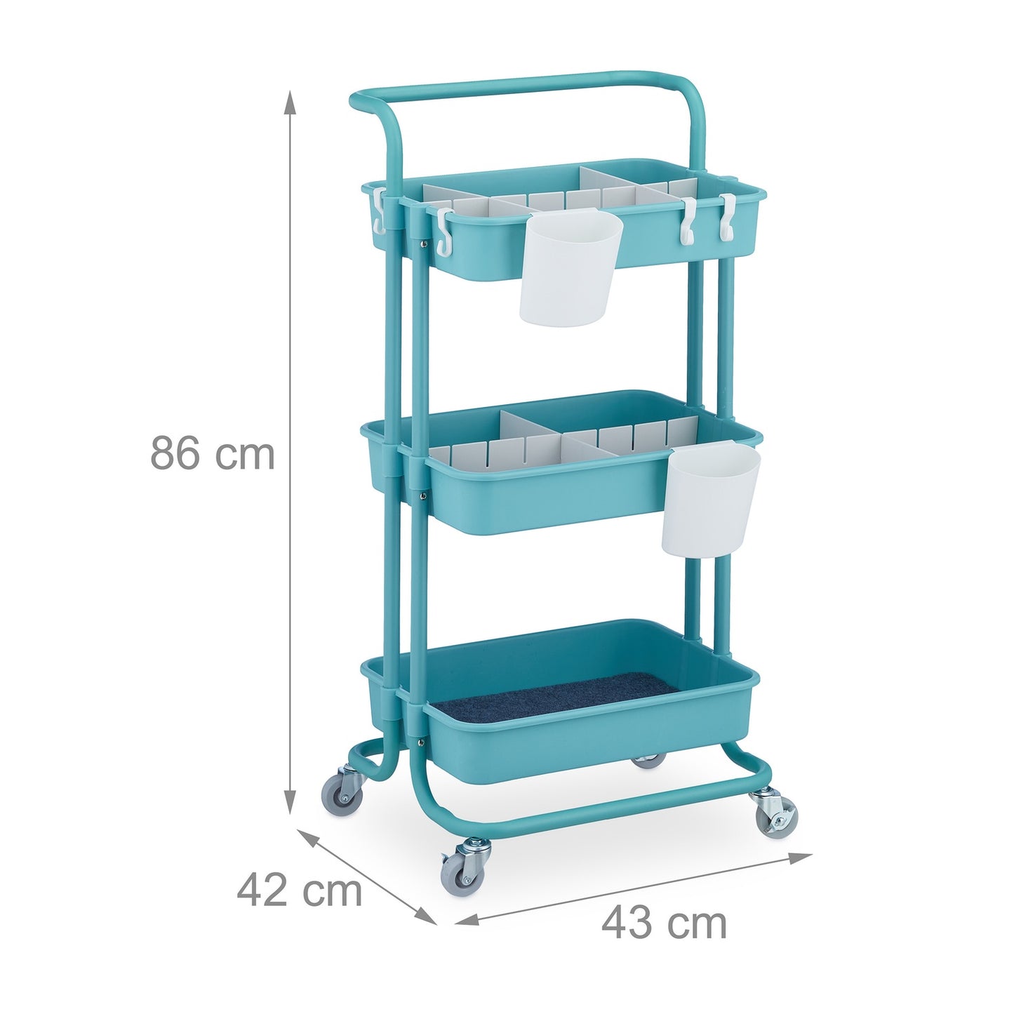Trolley with 3 shelves