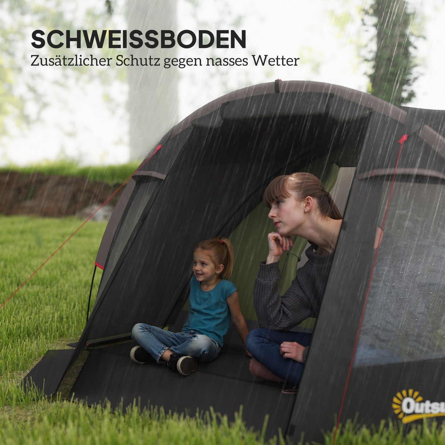 4-Person Tunnel Tent, Waterproof, UV 50+, Dual Doors