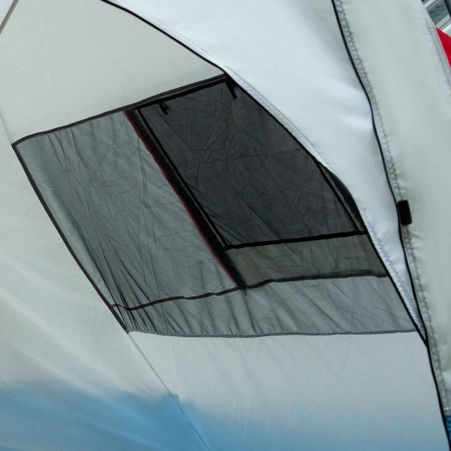 8-person tunnel tent with sleeping cabin, 3 doors, blue