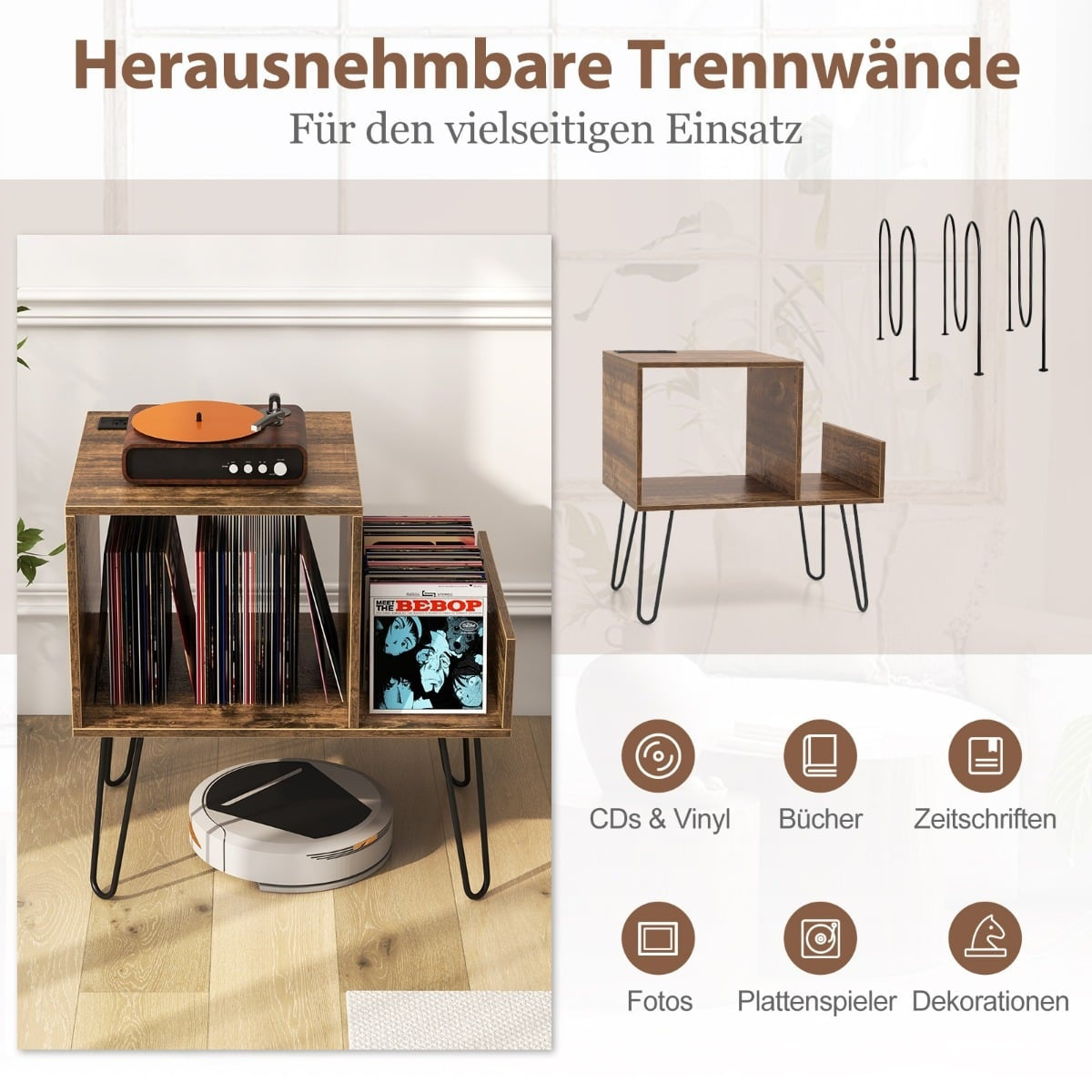 Turntable Stand with Charging Station and Dividers