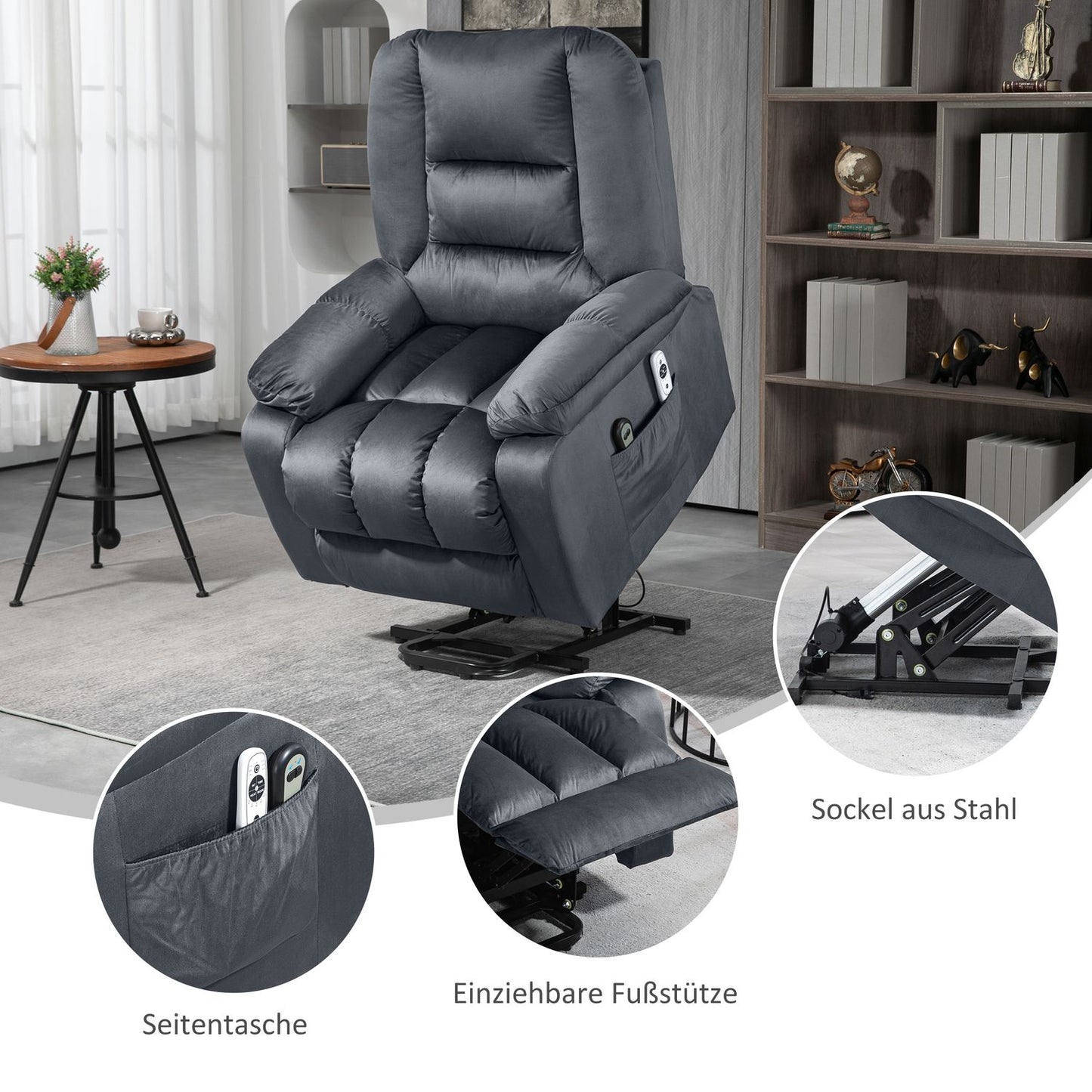 Electric recliner with massage, heating and footrest