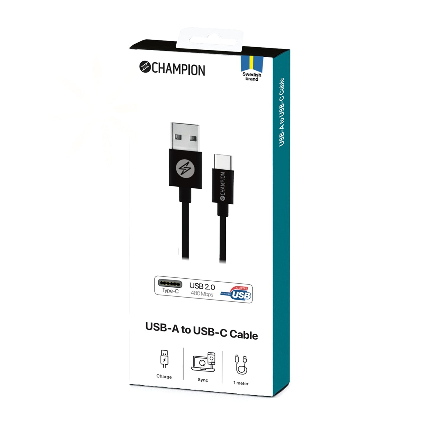 USB-A to USB-C Cable 1m Black