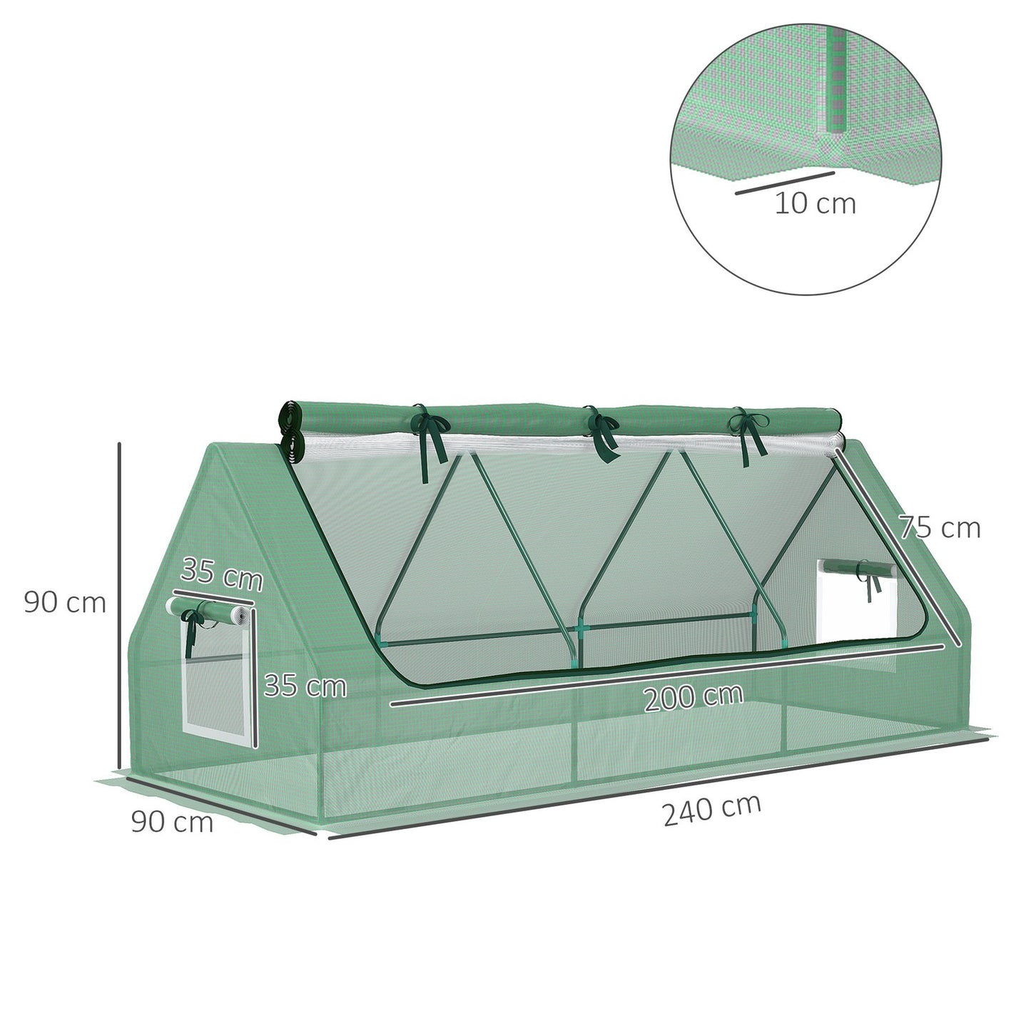 UV-resistant mini greenhouse, PE film, 240 x 90 x 90 cm