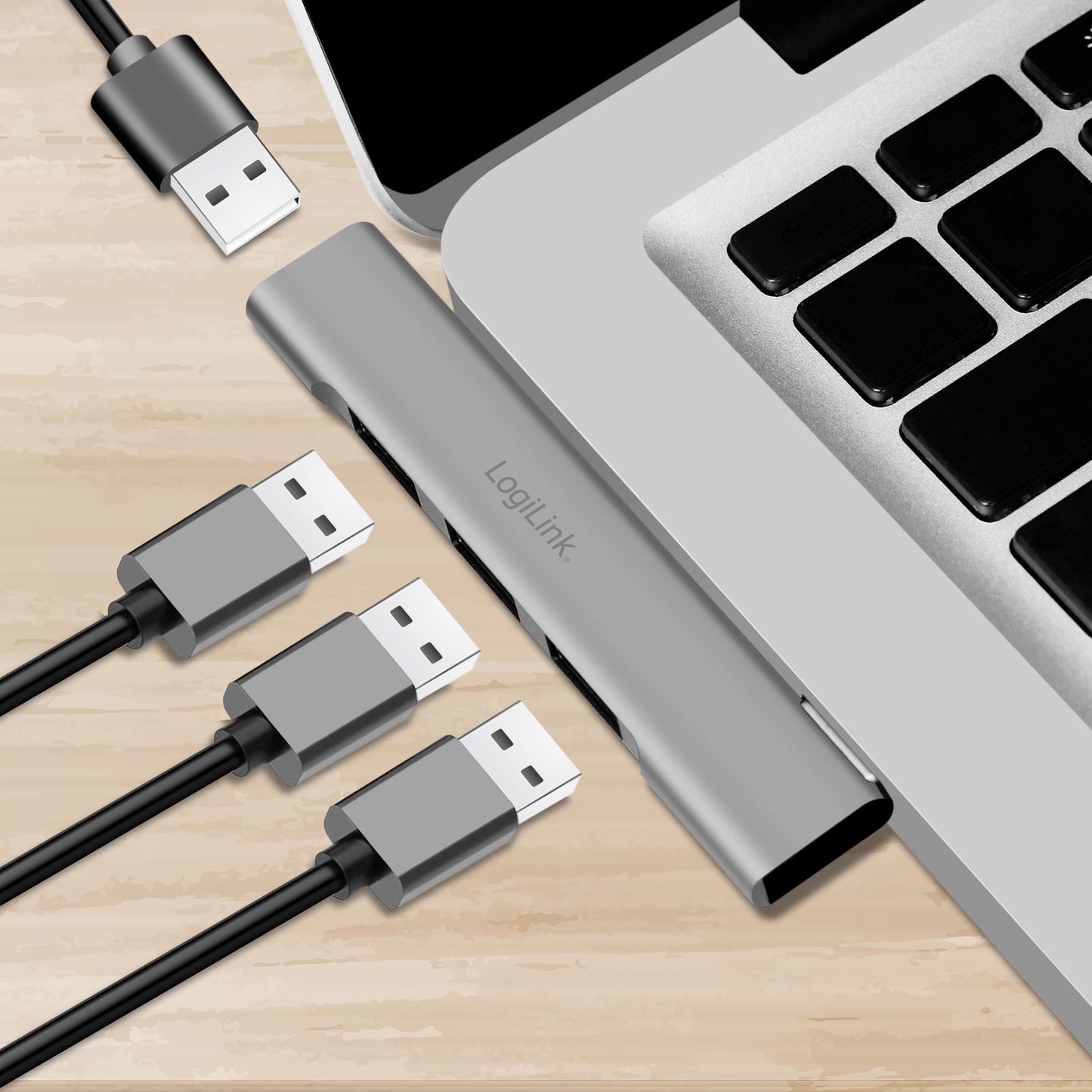 Ultraslim 4-port USB-C hub 1 x USB-A3.0, 3 x USB-A2.0