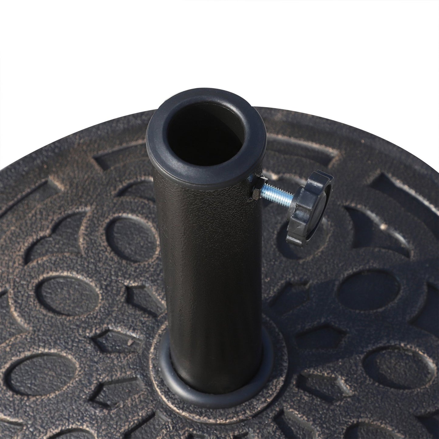 Round resin parasol base, bronze, 14 kg, fits Ø38-48 mm