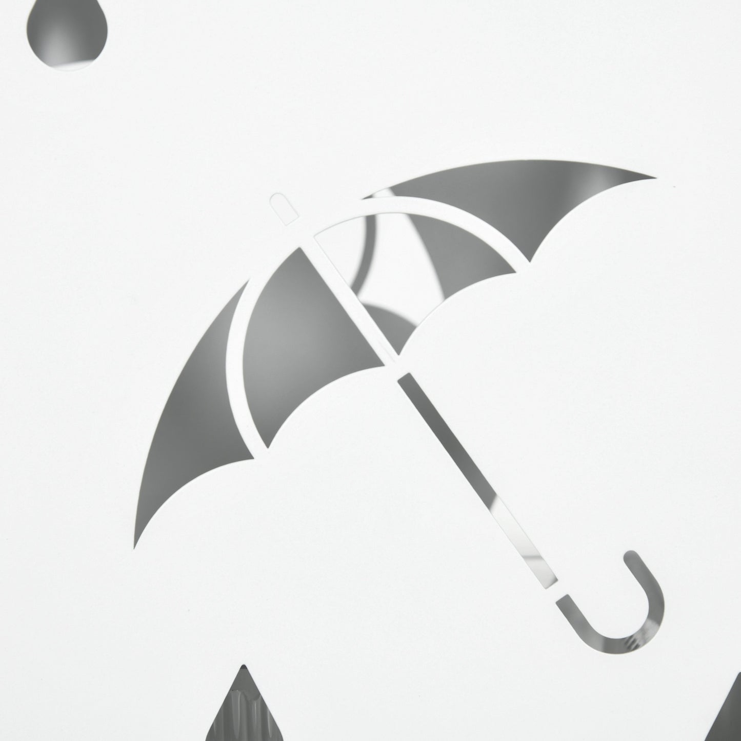Steel umbrella stand with hooks and water tray - White