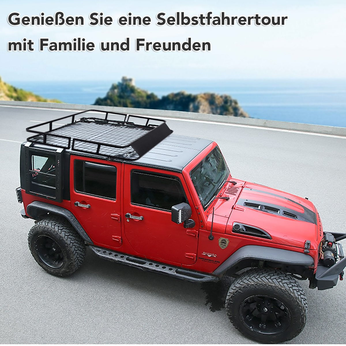 Universal roof rack car luggage rack roof basket made of steel 122.5 x 102 x 15 cm black