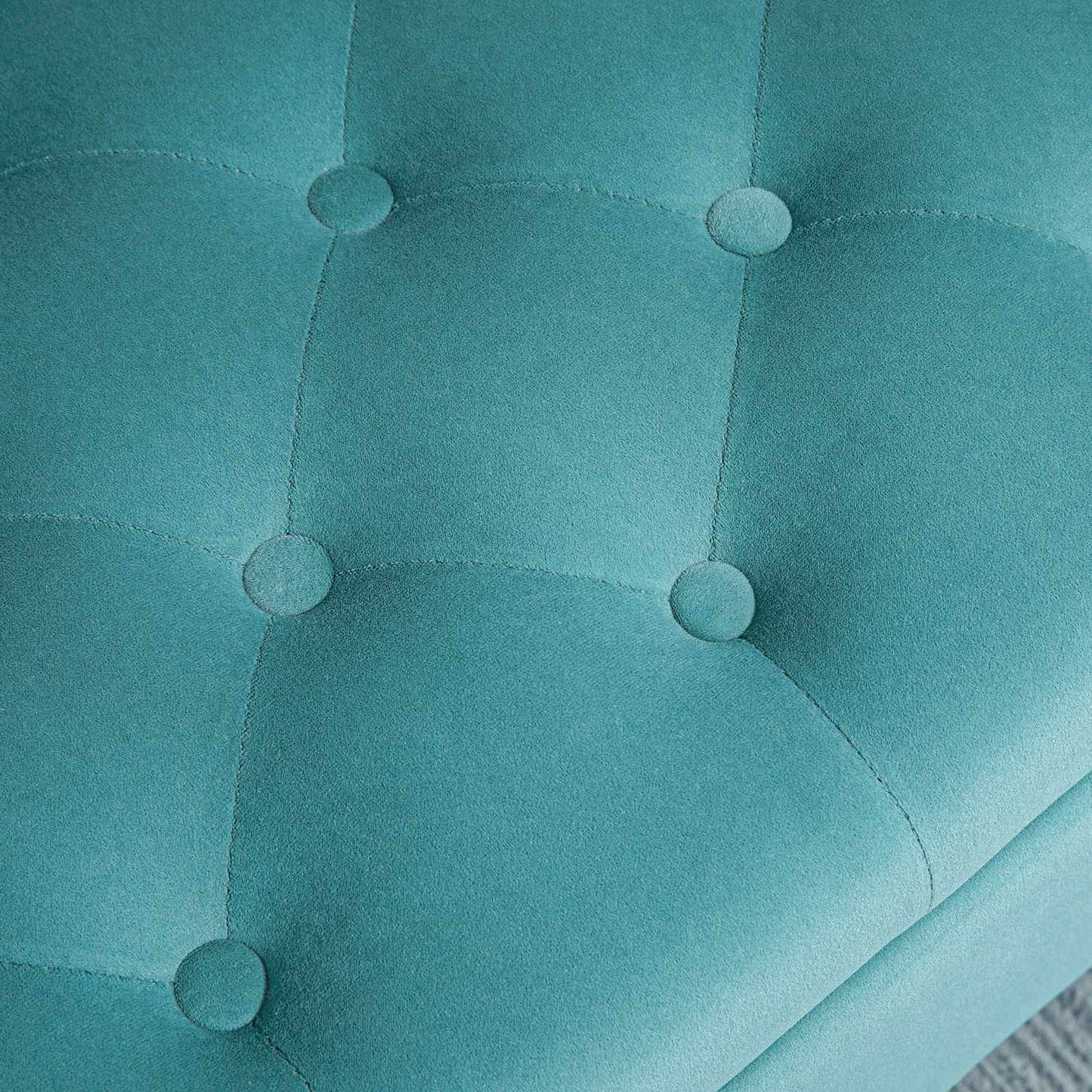 Storage bench in green velvet, capacity 120 kg, 126x48.5x47 cm