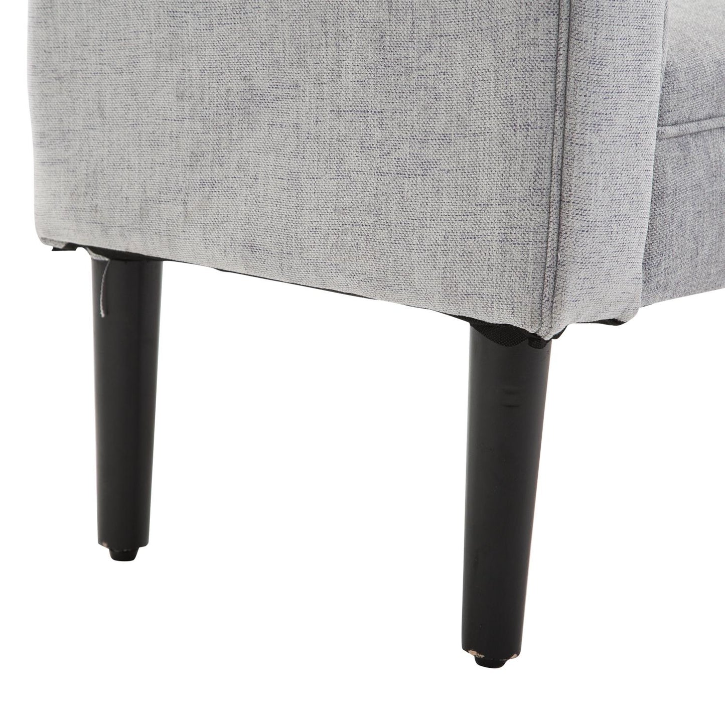 Elegant light gray upholstered bench with rolled sides