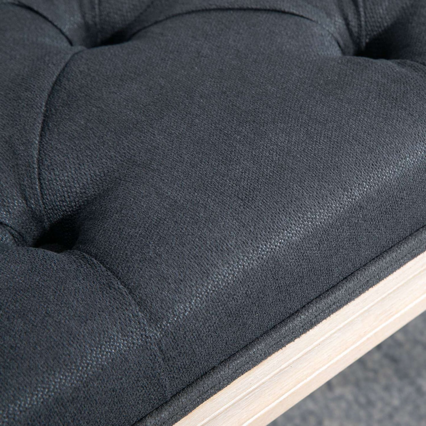 Upholstered dark gray bedroom bench, 120 kg capacity