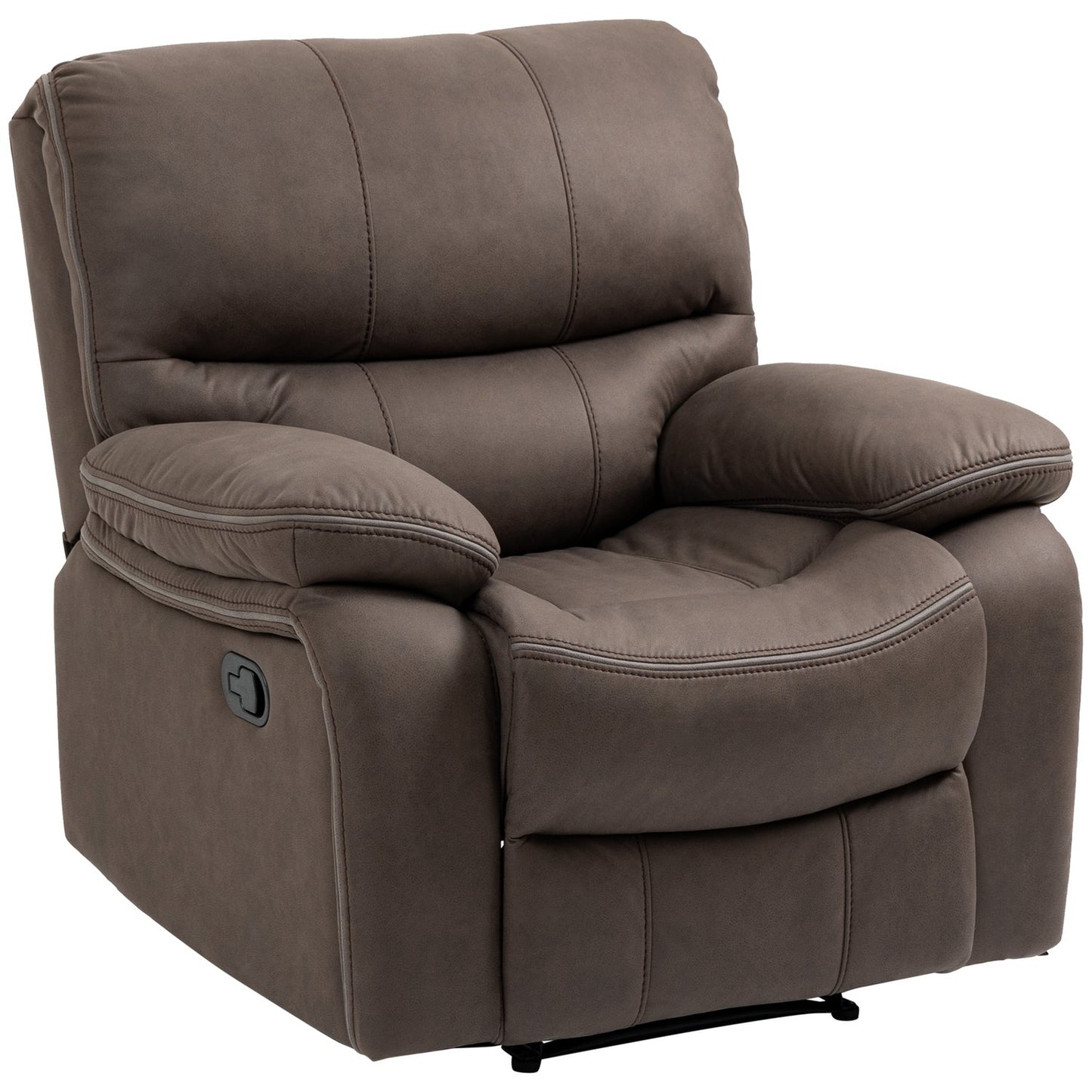 Recliner Chair with Footrest, Microfiber Leather-Look, Brown