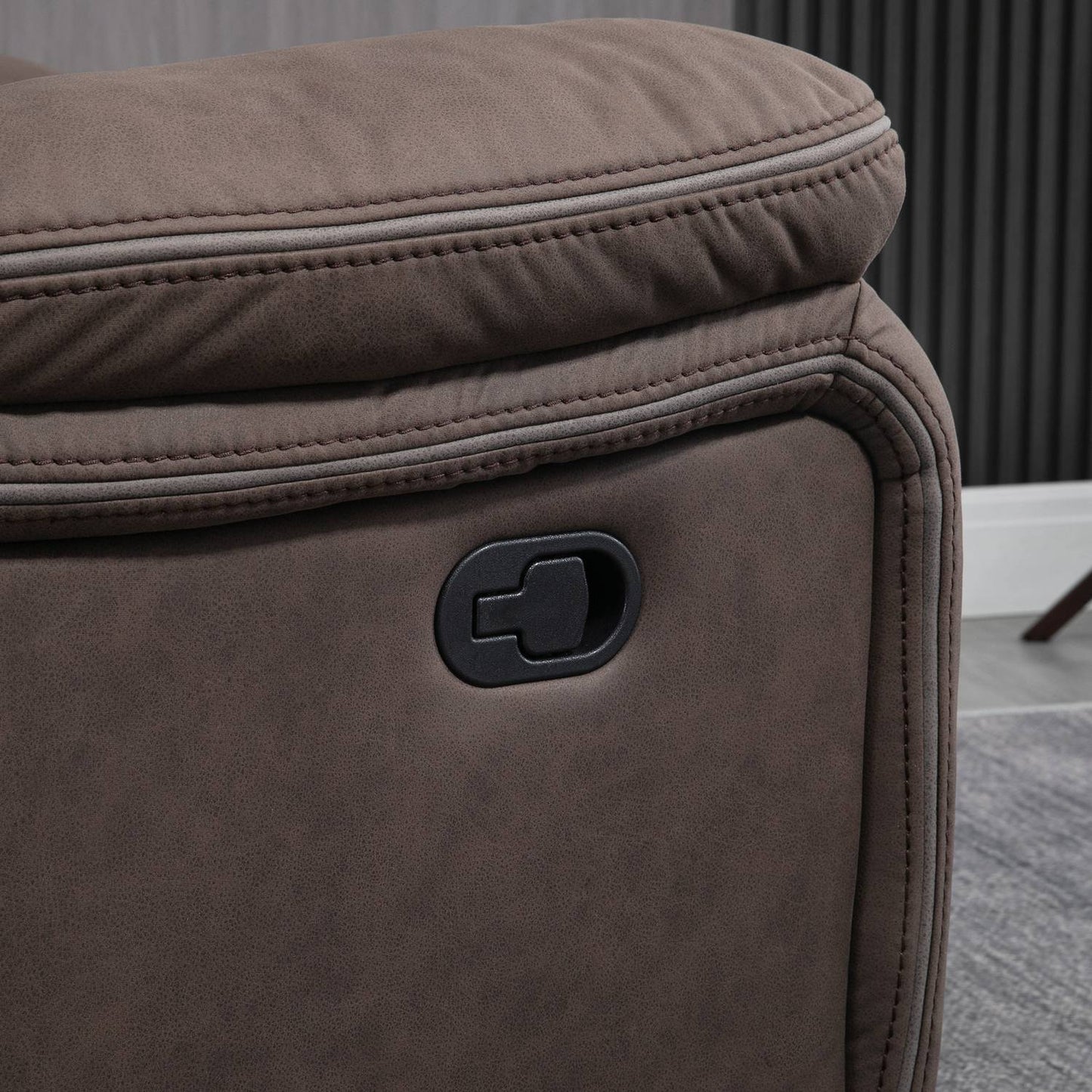 Recliner Chair with Footrest, Microfiber Leather-Look, Brown