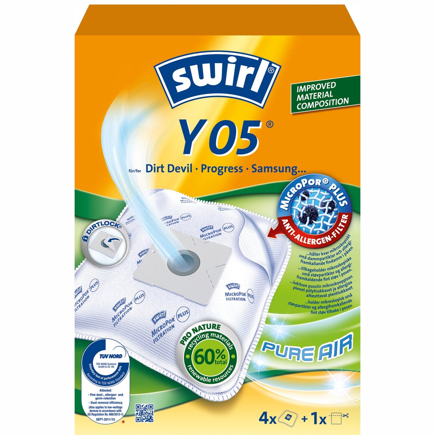 Vacuum cleaner bags Y05 4PCS (NOTE 3PCS DFP)