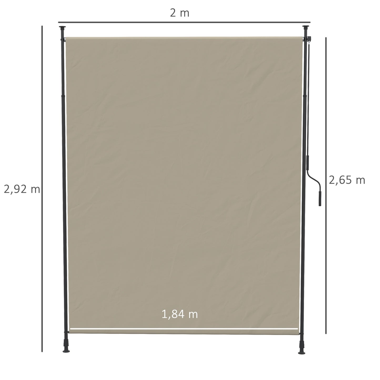 Retractable vertical awning, 200x292 cm, sand colour