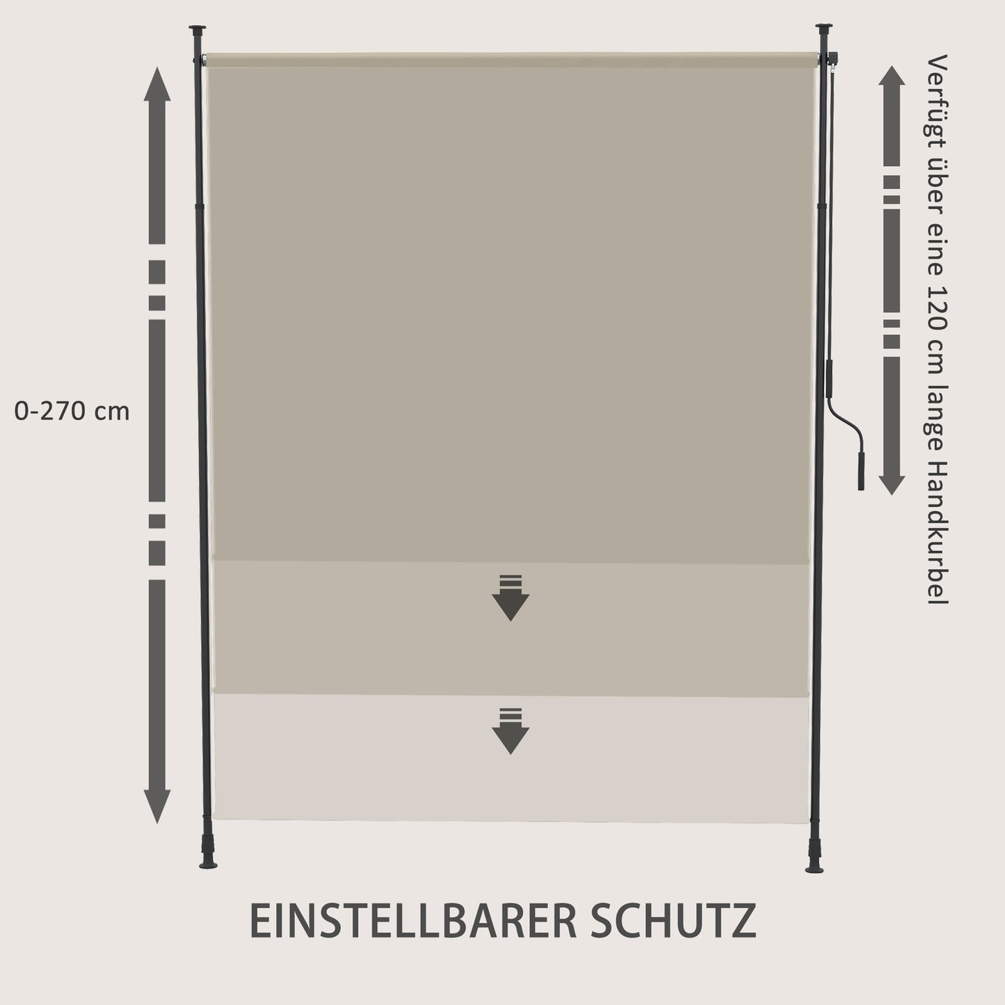 Retractable vertical awning, 200x292 cm, sand colour