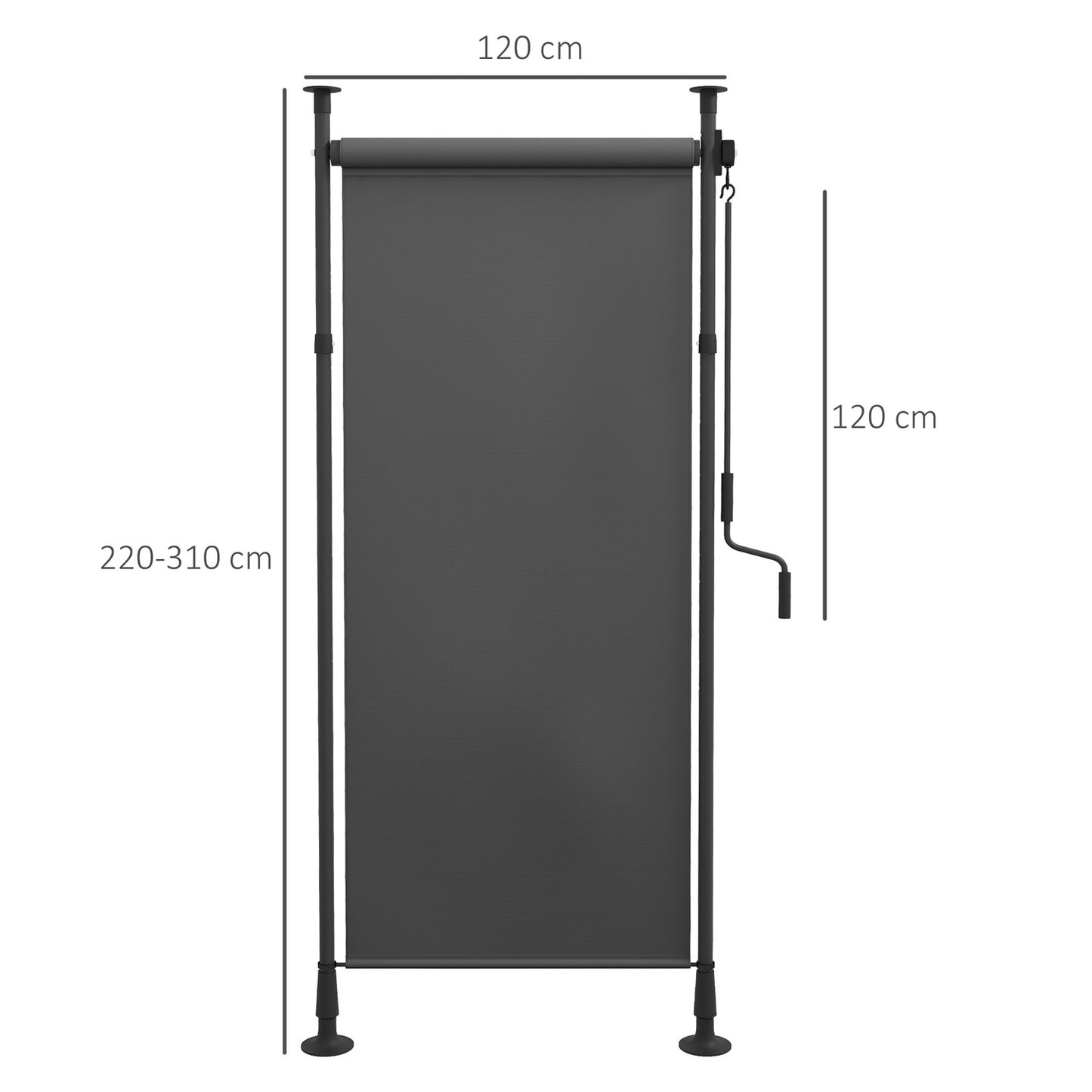 Weather-resistant outdoor roller blind, sun protection in polyester, 120-310cm