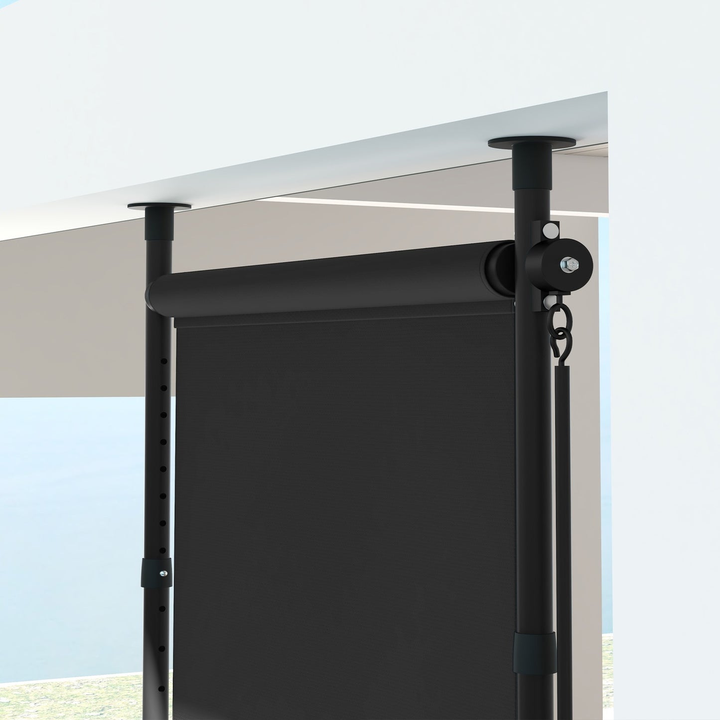 Weather-resistant outdoor roller blind, sun protection in polyester, 120-310cm