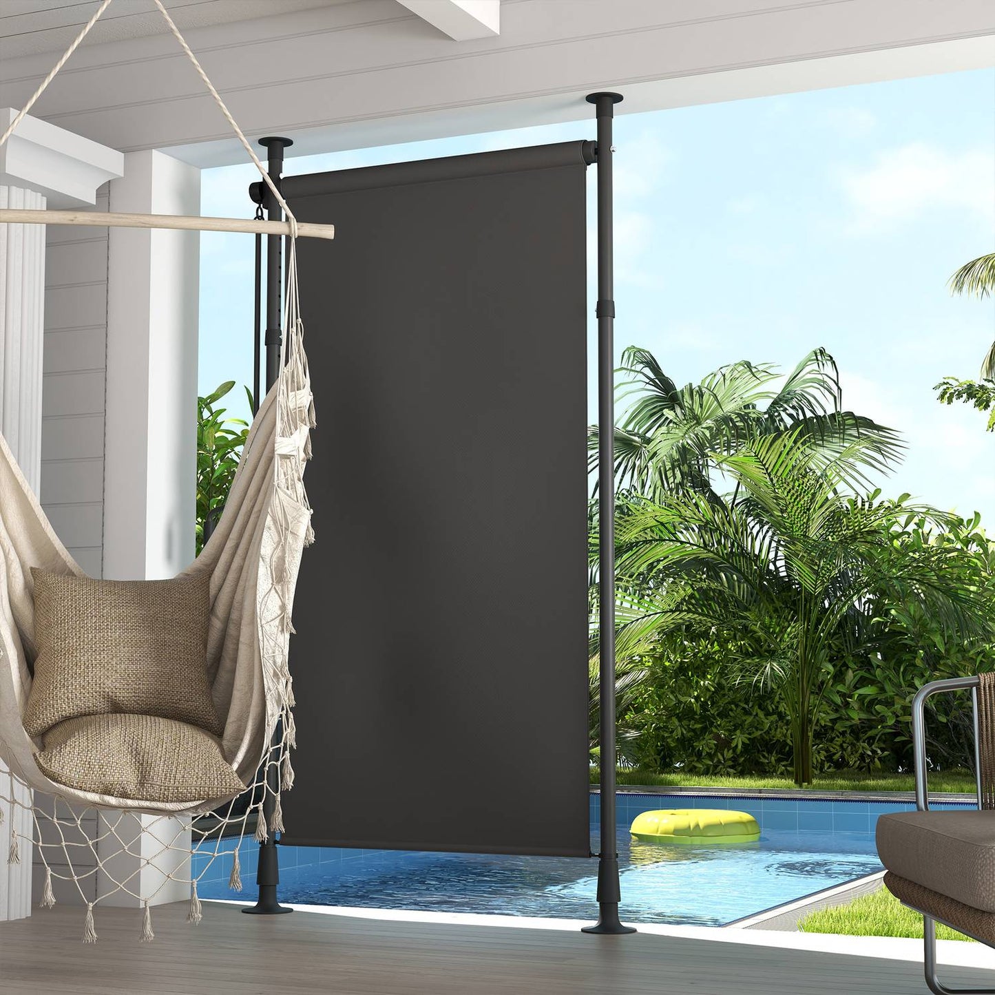 Weather-resistant outdoor roller blind, sun protection in polyester, 120-310cm
