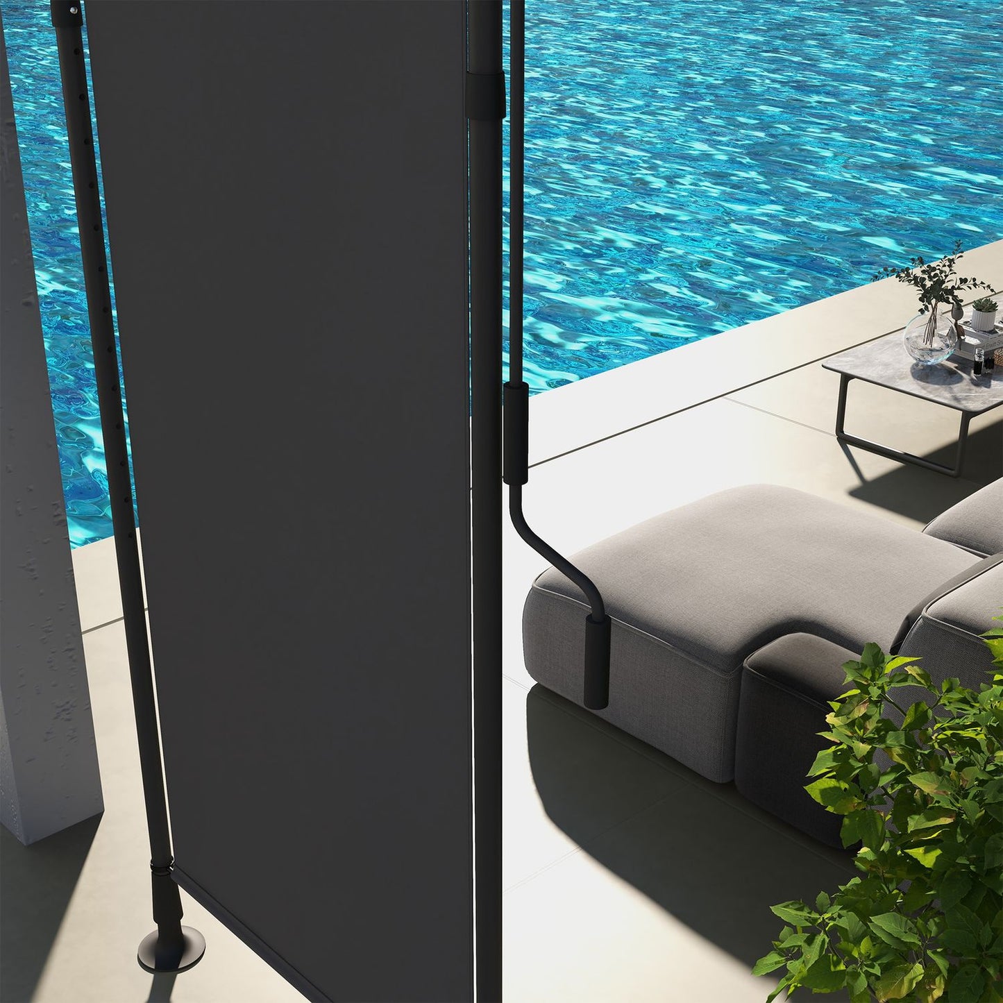 Weather-resistant outdoor roller blind, sun protection in polyester, 120-310cm