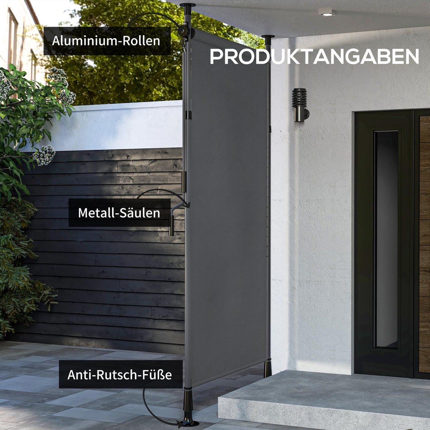 Dark gray Weatherproof Balcony awning - 150x220-310cm