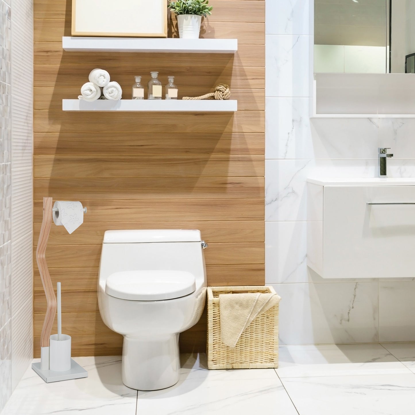 WC chair steel & wood look