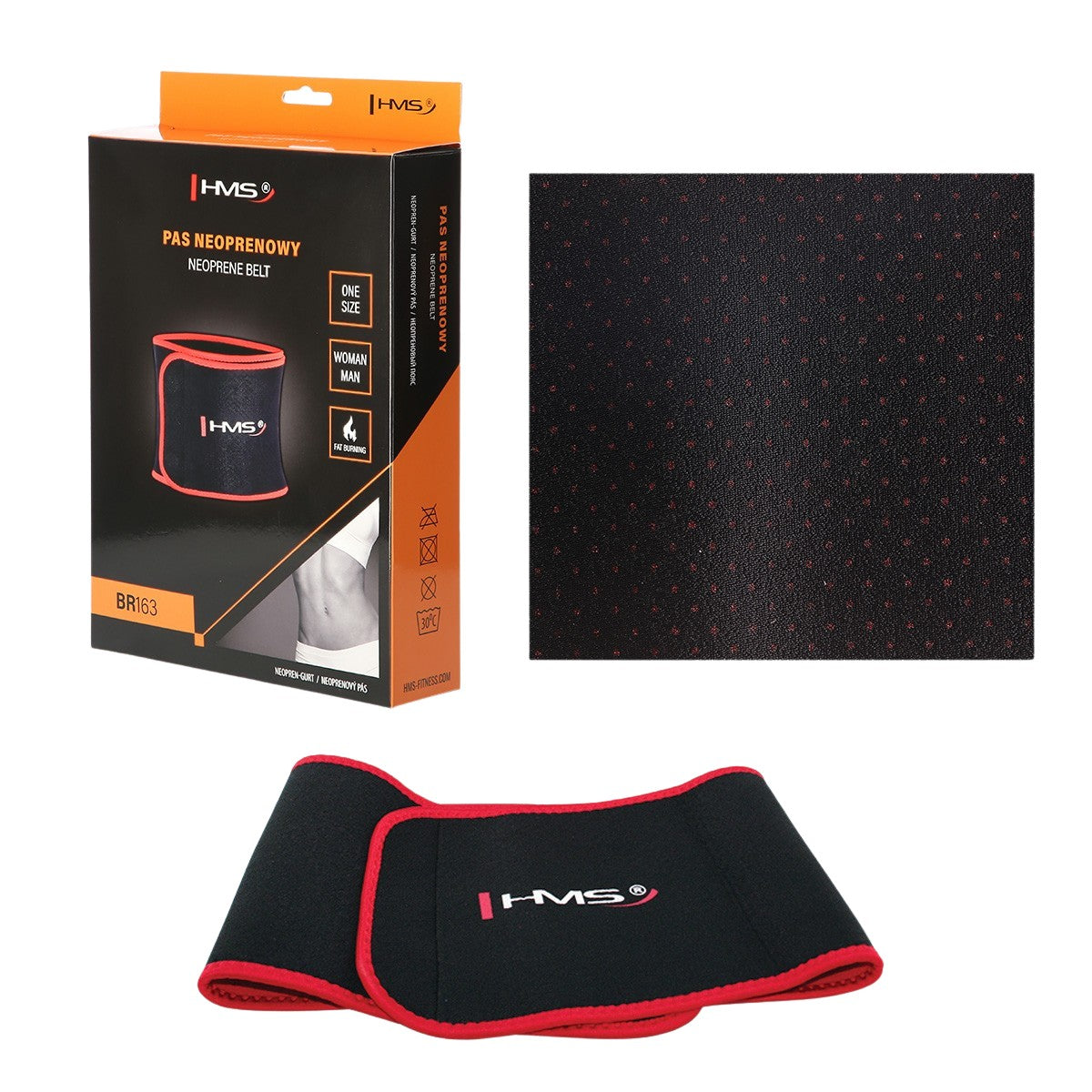 Waist Support Belt, Black-Red, Adjustable Fit