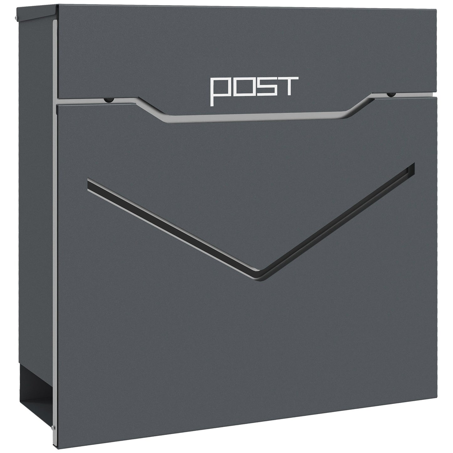Anthracite wall letterbox, display window, magazine slot