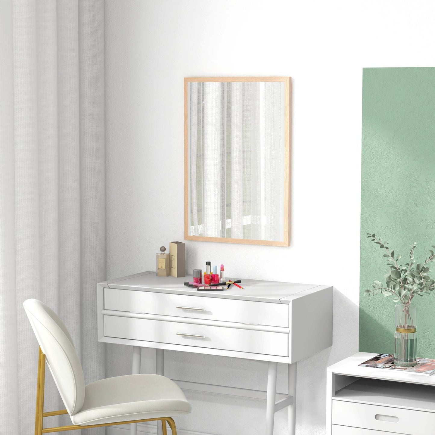 Decorative wall mirror with hooks, 50x70cm for the home